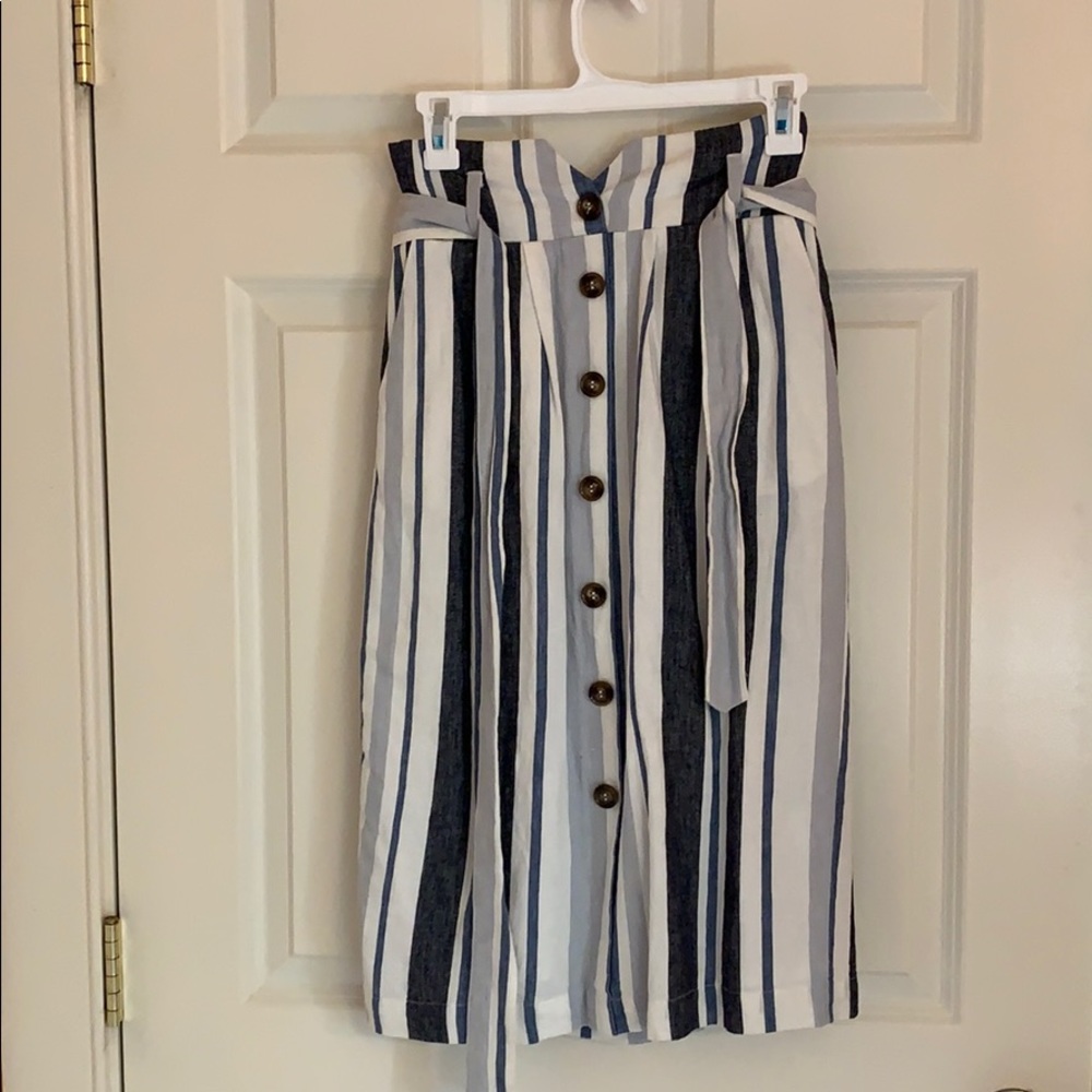 Blue Stripped Pencil Skirt